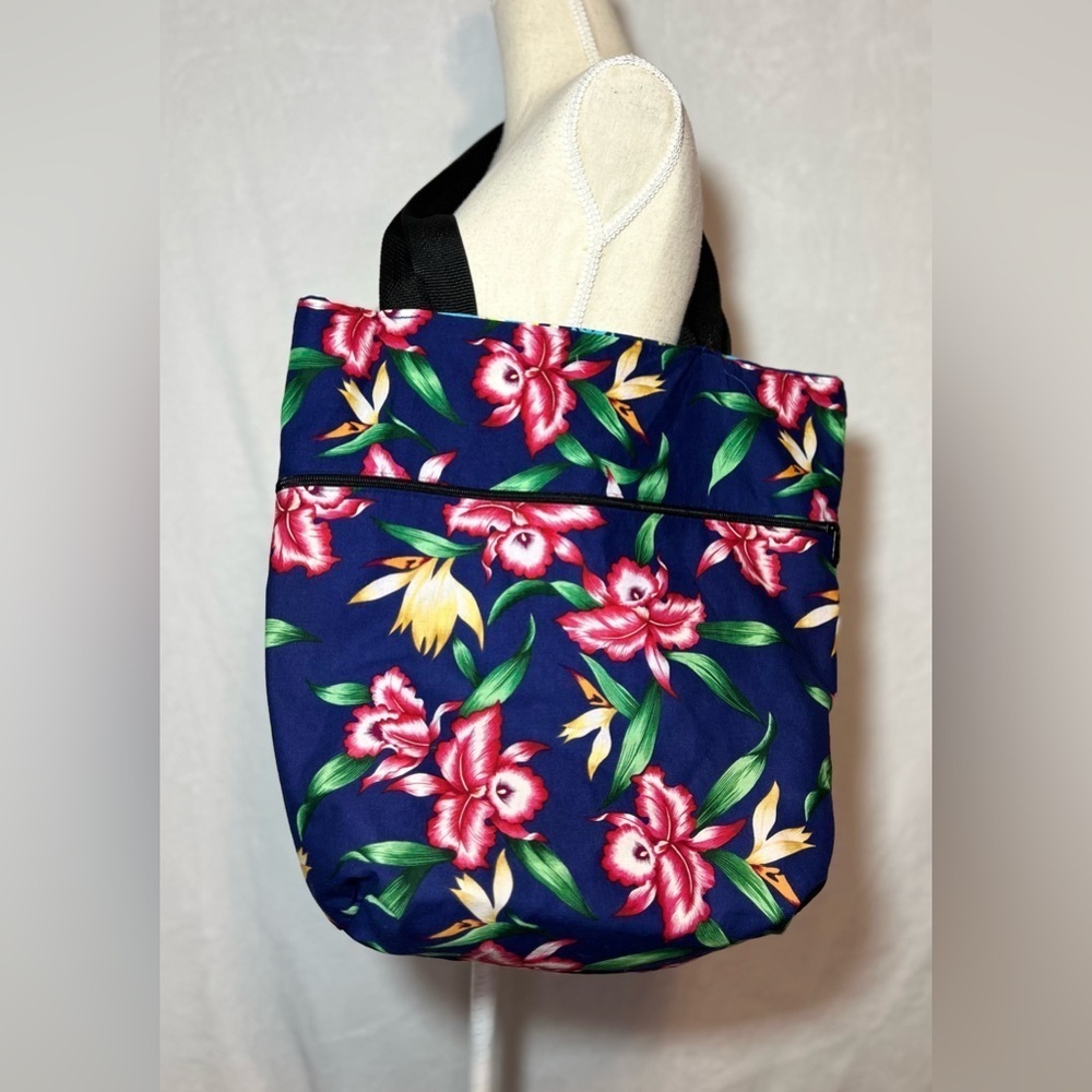 Island Aloha Wear Reversible Hula Girl Tote Bag 12” x 14” x 6” - Picture 3 of 9